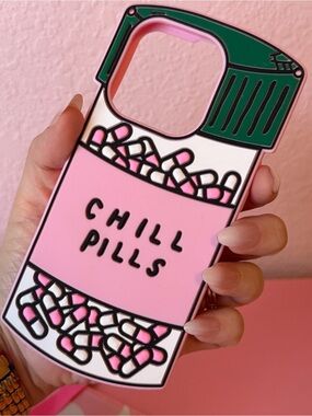 Pink 'Chill Pills' iPhone Case - Fits 13pro 14pro 15pro